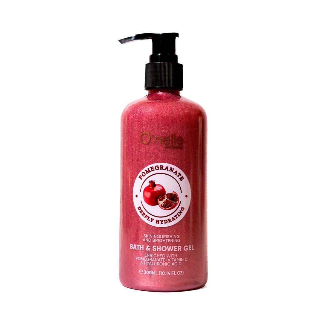 onelle-pomegranate-shower-gel-300ml Pomegranate Bath & Shower Gel, Vitamin C, Hyaluronic Acid, Skin Nourishing and Brightening - Image 1